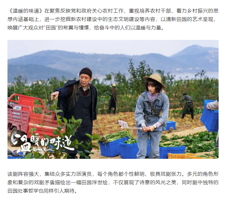 以溫暖現實主義之魂描繪鄉村振興之路 電視劇《溫暖的味道》安徽衛視開播